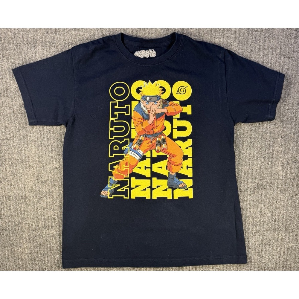Naruto T-Shirt Boys' Naruto Uzumaki Repeating Character Design Tee (M)